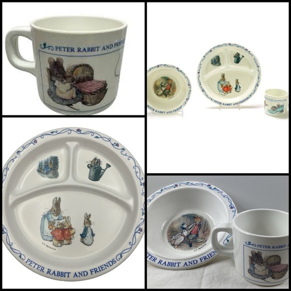Vintage Peter Rabbit and Friends by Eden, Melamine Child's Cup Bowl & Plate Set - Picture 2 of 15